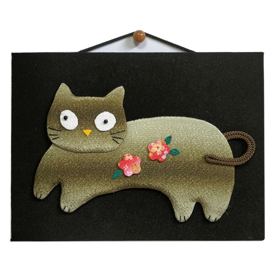 手芸キット 愛しの猫たち 押絵の壁掛け・いたずらキジトラ 猫モチーフミニ壁掛け 手作りキット和風クラフト 簡単押し絵