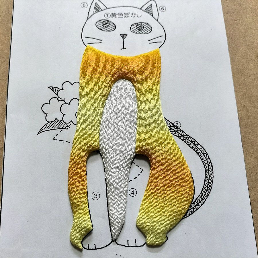 手芸キット 愛しの猫たち 押絵の壁掛け・花束トラ猫 ねこミニタペストリー手作りクラフトキット 縮緬押し絵初心者