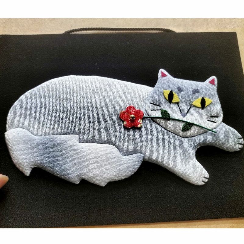 手芸キット 愛しの猫たち 押絵の壁掛け・花一輪モフ猫 ネコモチーフタペストリー 猫好きインテリアグッズ手づくりで