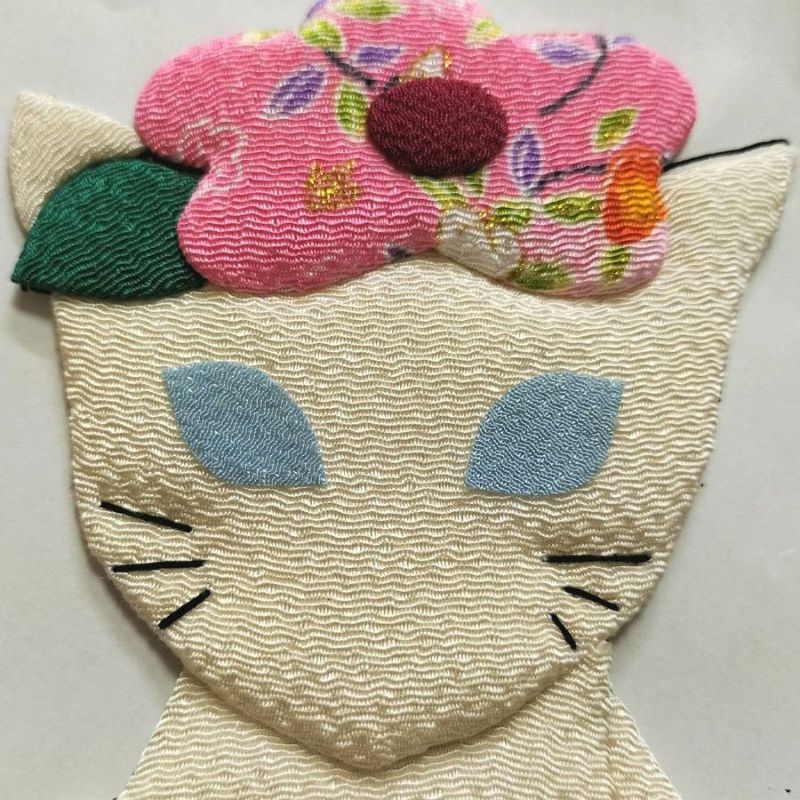 手芸キット 愛しの猫たち 押絵の壁掛け・おすまし白猫 ねこモチーフミニタペストリー手作りキット ちりめん押し絵簡単