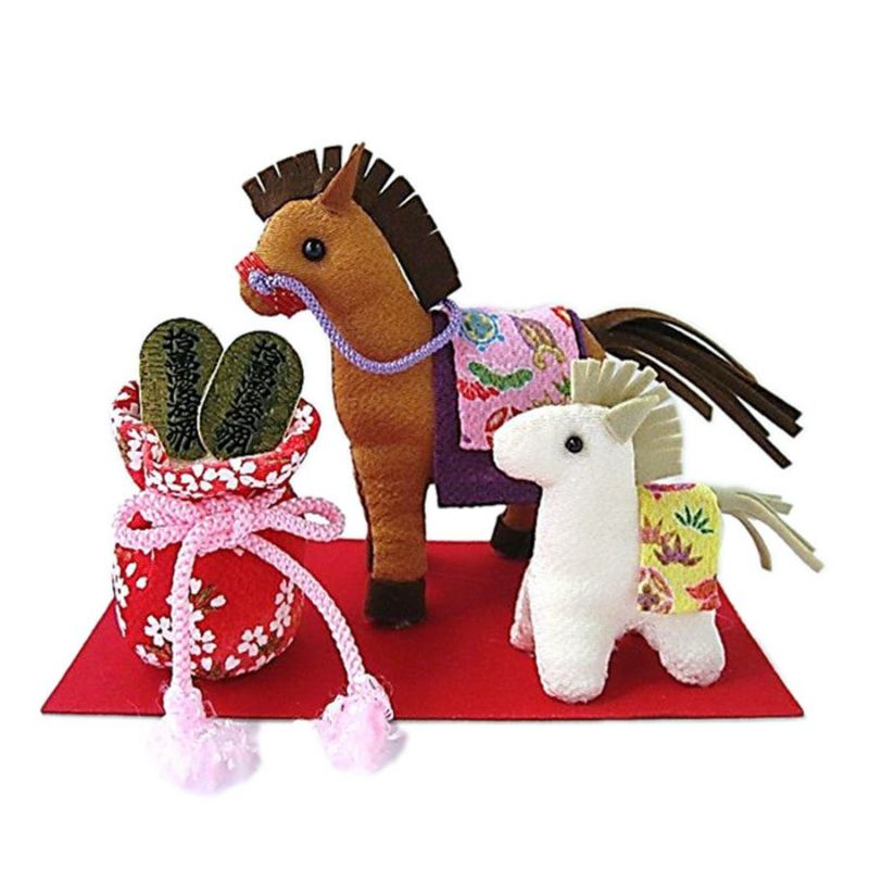 2026干支手作りキット しあわせ馬の親子 干支 午うま年 家族円満/開運招福を願うちりめん飾り制作キット