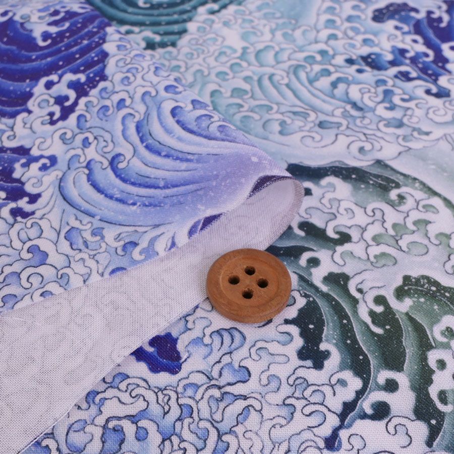 和柄コットン生地 蒼波(そうは) 10cm単位 切り売り 男性向き和風生地 木綿布地綿100％ 波柄 かっこいいシャツ地