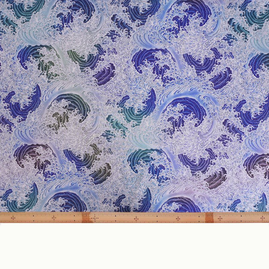 和柄コットン生地 蒼波(そうは) 10cm単位 切り売り 男性向き和風生地 木綿布地綿100％ 波柄 かっこいいシャツ地