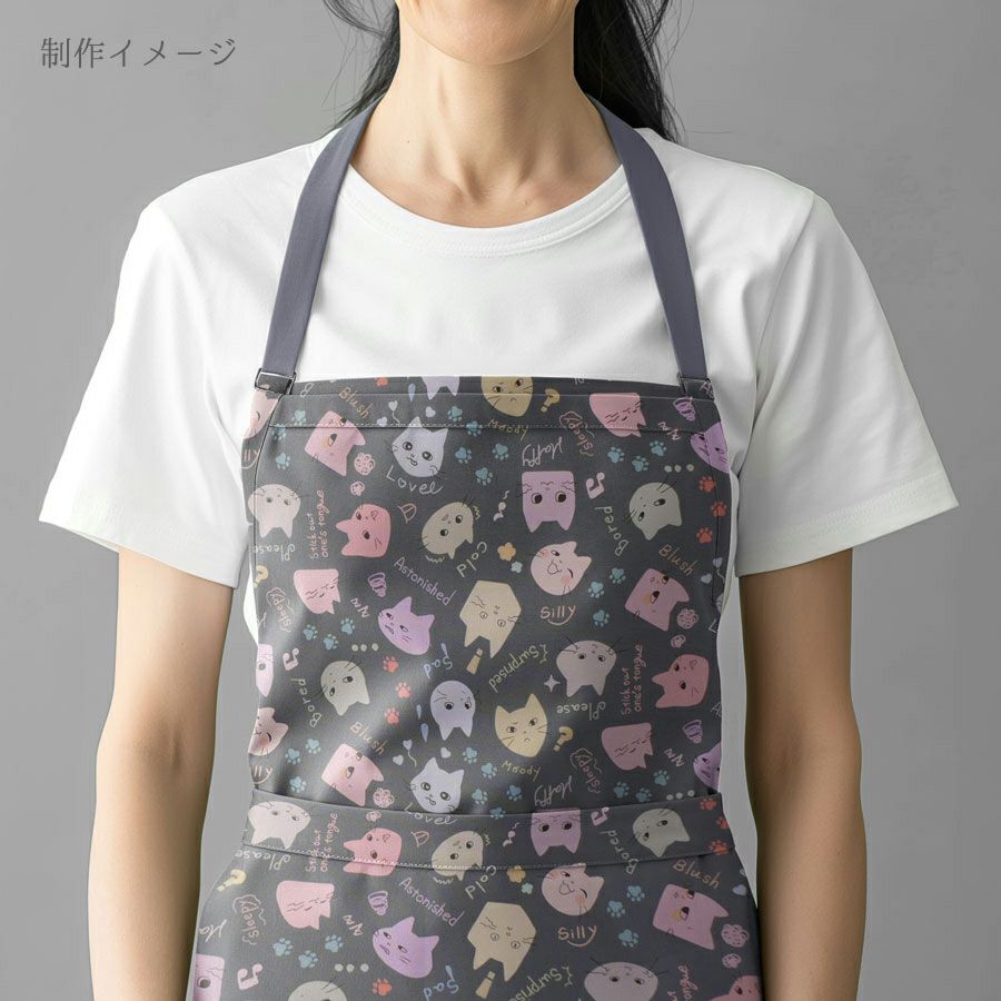 コットン生地 カラフル猫面相(グレー) 10cm単位 切り売り ネコ柄生地グレイ 猫柄木綿生地 ポップなねこ柄布 noraモエラン
