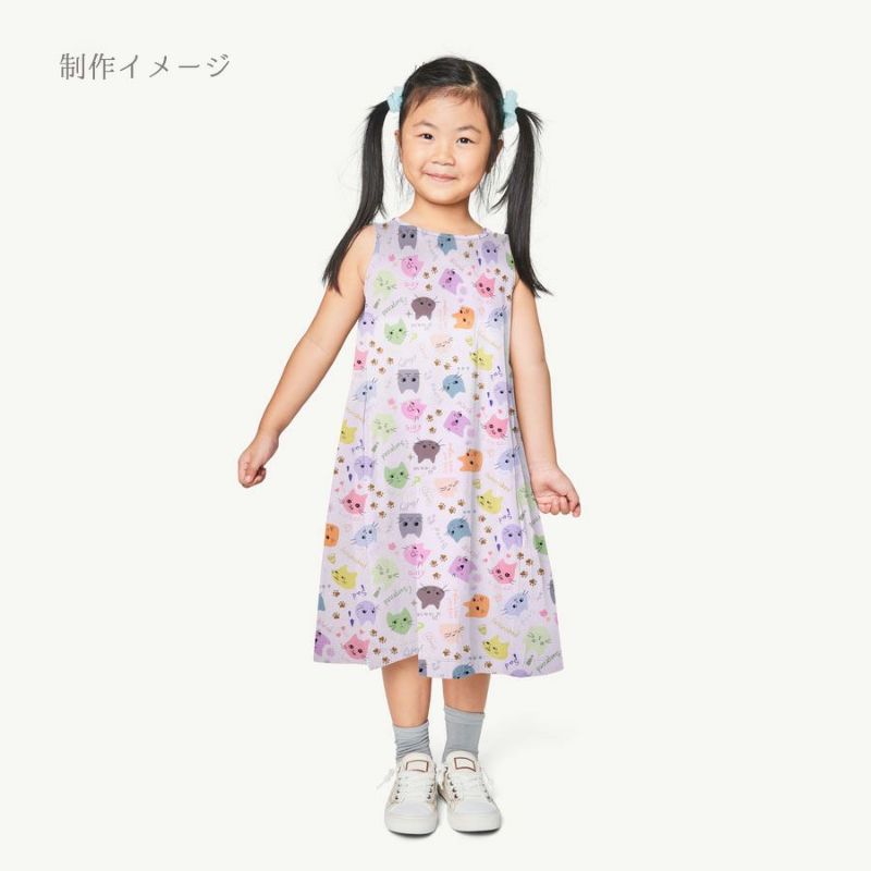 コットン生地 カラフル猫面相(白) 10cm単位 切り売り ネコ柄生地 猫柄木綿生地 ねこ柄布地 かわいい ポップな柄 nora