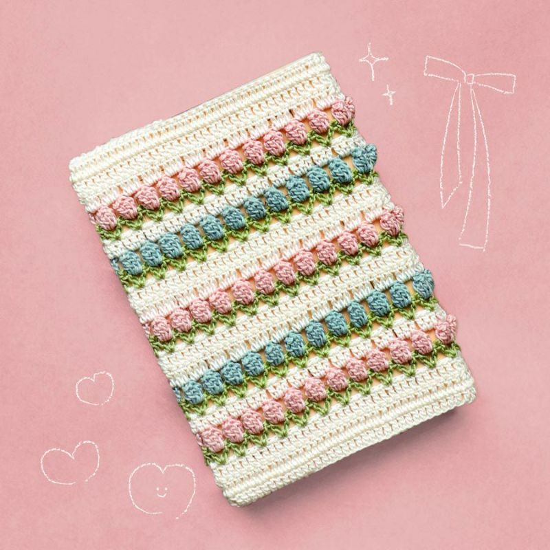 レース編みキット チューリップのブックカバー 初級者向けエミーグランデクロッシェキット 可愛いかぎ針編み