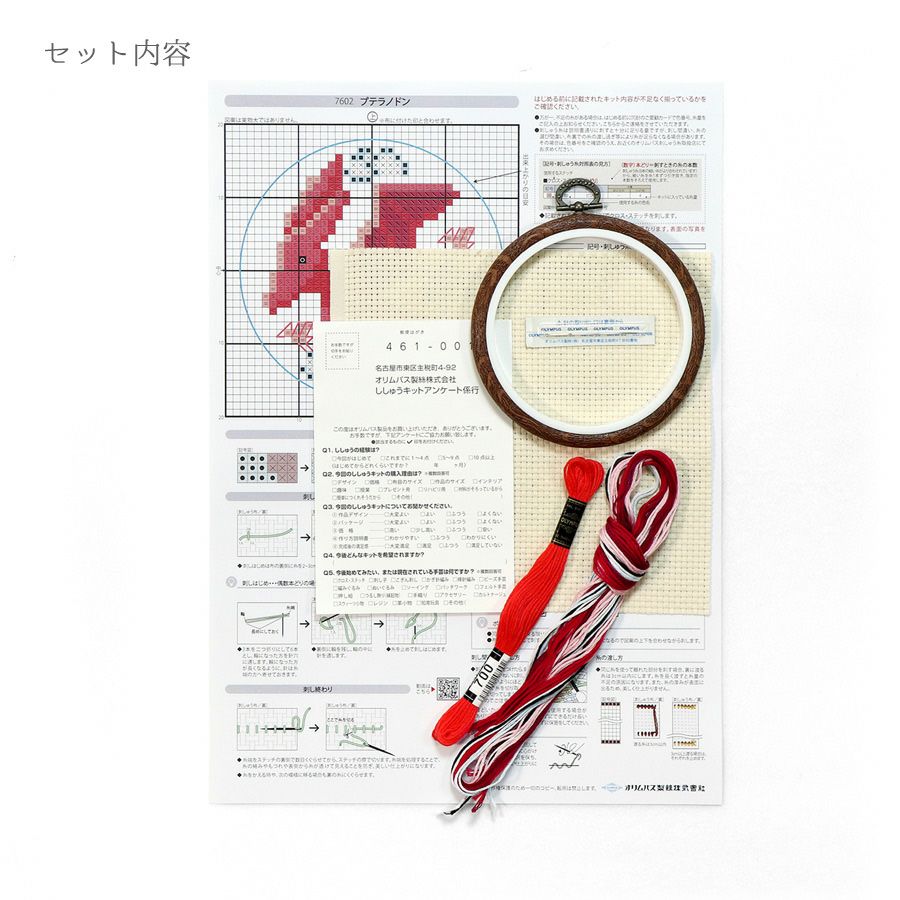 かんたんクロスステッチキット プテラノドン 空飛ぶ恐竜をデザイン 刺しゅうキット 簡単クロスステッチ初級