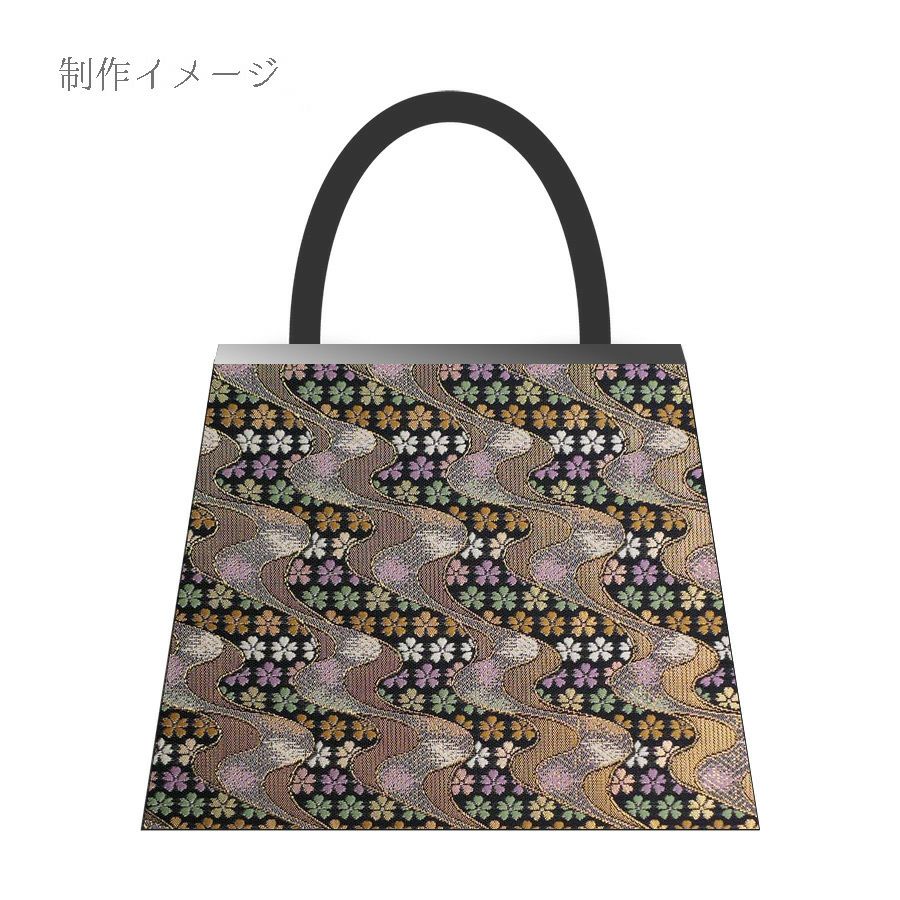 金襴生地(金らん) 花しぐれ流水文様(黒) 10cm単位 切り売り 西陣織きんらん化繊 和風生地伝統柄 和調花柄 雑貨衣装向き 黒金