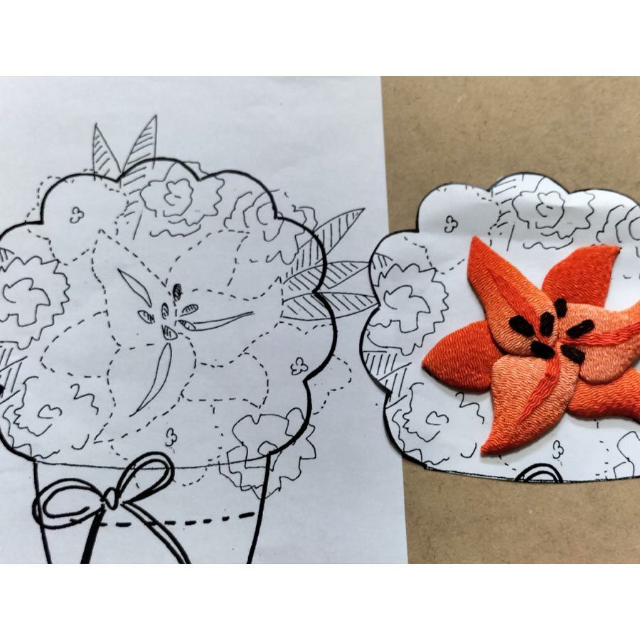 押絵キット 暑中見舞いの花籠 ちりめん押し絵キット チリメン細工 縮緬手芸 夏向きクラフト