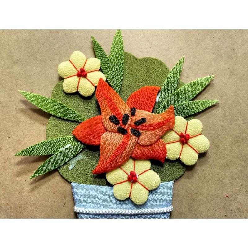 押絵キット 暑中見舞いの花籠 ちりめん押し絵キット チリメン細工 縮緬手芸 夏向きクラフト