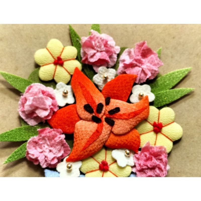 押絵キット 暑中見舞いの花籠 ちりめん押し絵キット チリメン細工 縮緬手芸 夏向きクラフト