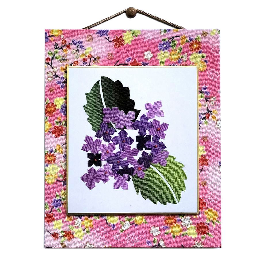ちりめん貼り絵キット 切り絵花「紫陽花」 簡単ちりめん手芸 布貼り絵クラフト 子供向き 高齢者向き手芸