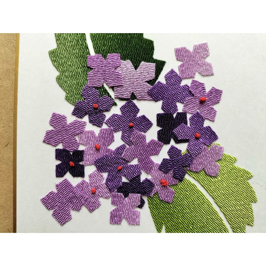 ちりめん貼り絵キット 切り絵花「紫陽花」 簡単ちりめん手芸 布貼り絵クラフト 子供向き 高齢者向き手芸