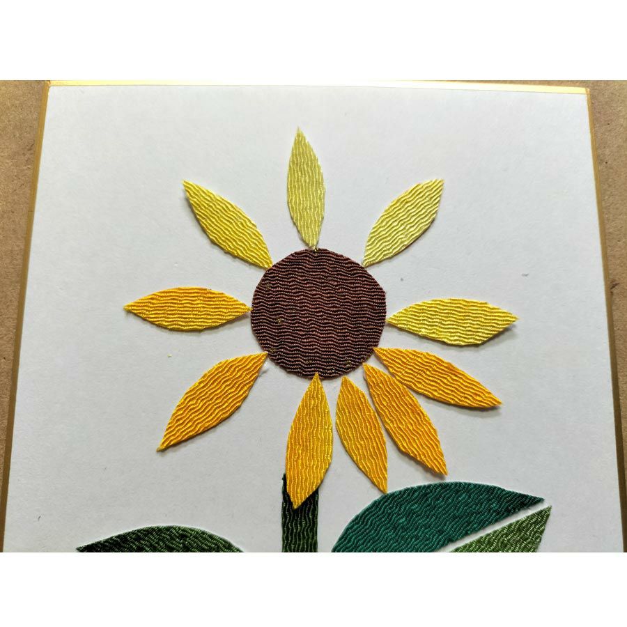 ちりめん貼り絵キット 切り絵花「向日葵」 布の貼り絵手芸 ちりめん細工簡単クラフト シニア高齢者向き