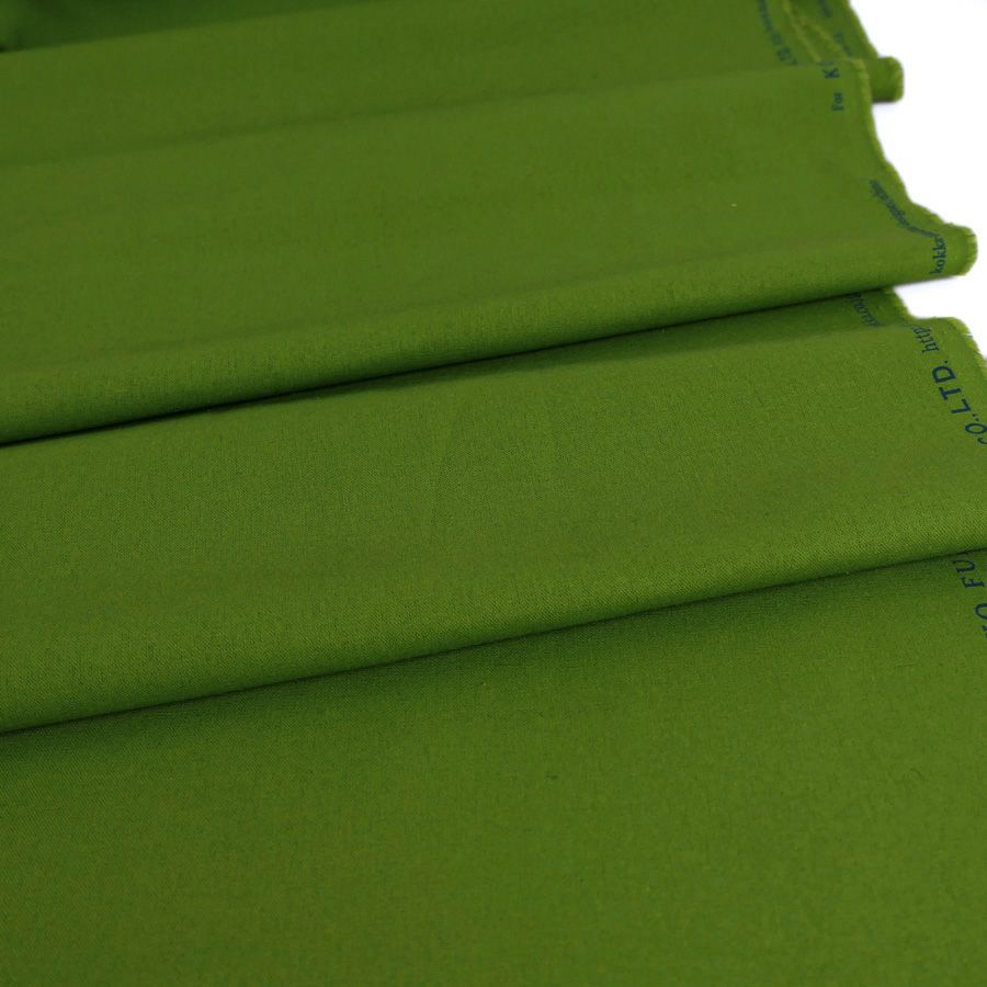 綿麻キャンバス生地 echino (グリーン) 10cm単位 切り売り エチノ無地緑色 コットンリネンキャンバス薄手 コッカ 洋服地