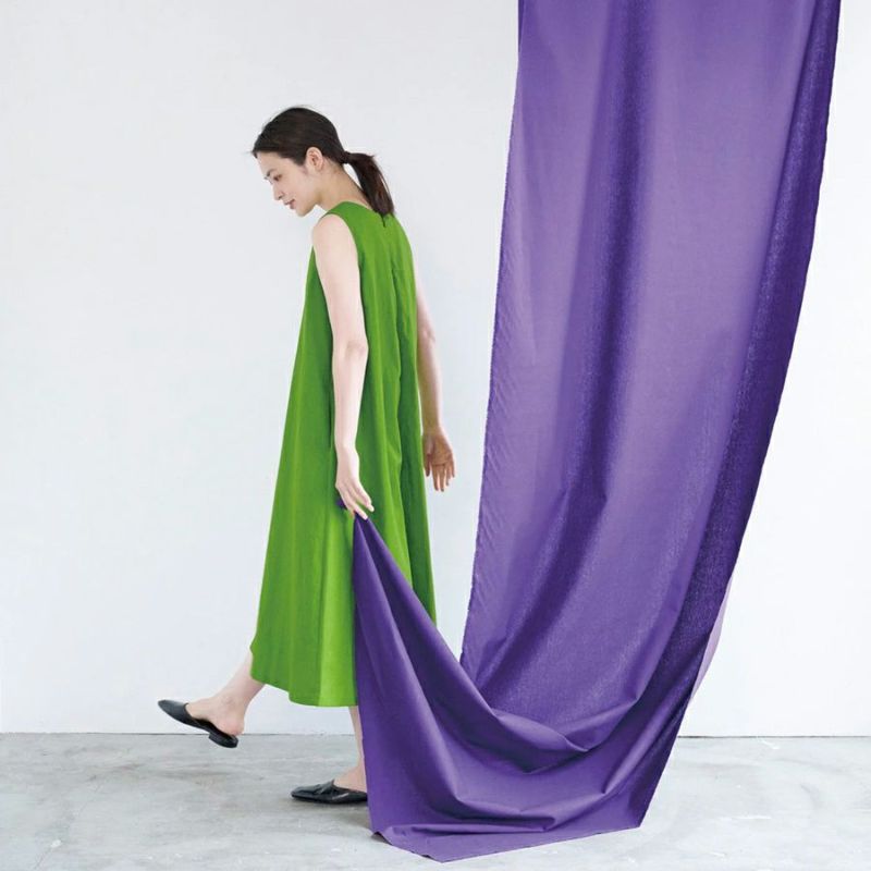 綿麻キャンバス生地 echino (グリーン) 10cm単位 切り売り エチノ無地緑色 コットンリネンキャンバス薄手 コッカ 洋服地