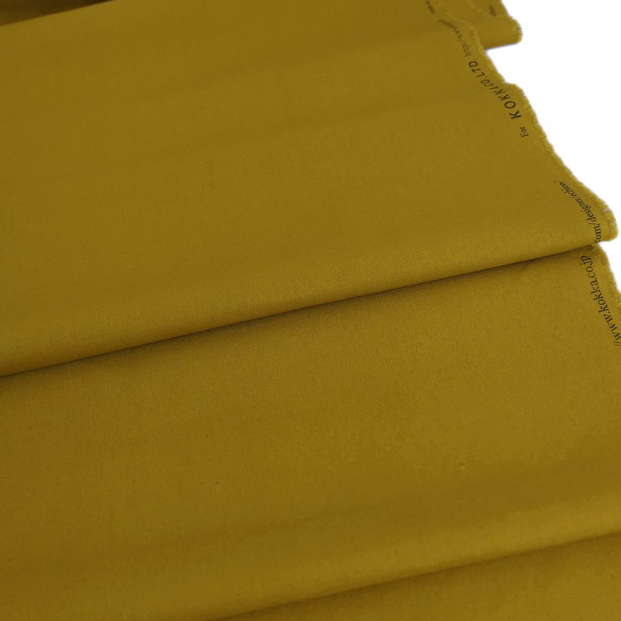 綿麻キャンバス生地 echino (マスタード) 10cm単位 切り売り エチノ無地 コッカ 薄手キャンバス リネン混 イエローベージュ