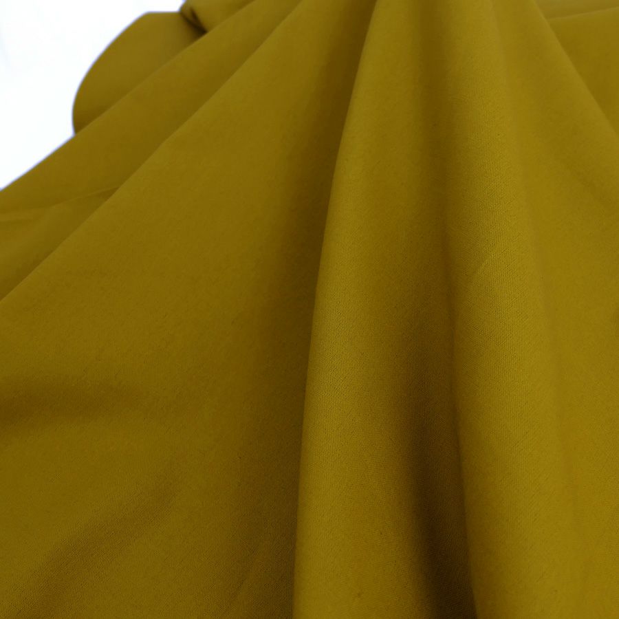 綿麻キャンバス生地 echino (マスタード) 10cm単位 切り売り エチノ無地 コッカ 薄手キャンバス リネン混 イエローベージュ