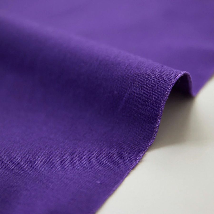 綿麻キャンバス生地 echino (パープル) 10cm単位 切り売り コットンリネンキャンバス薄手 エチノ無地 KOKKAコッカリネン