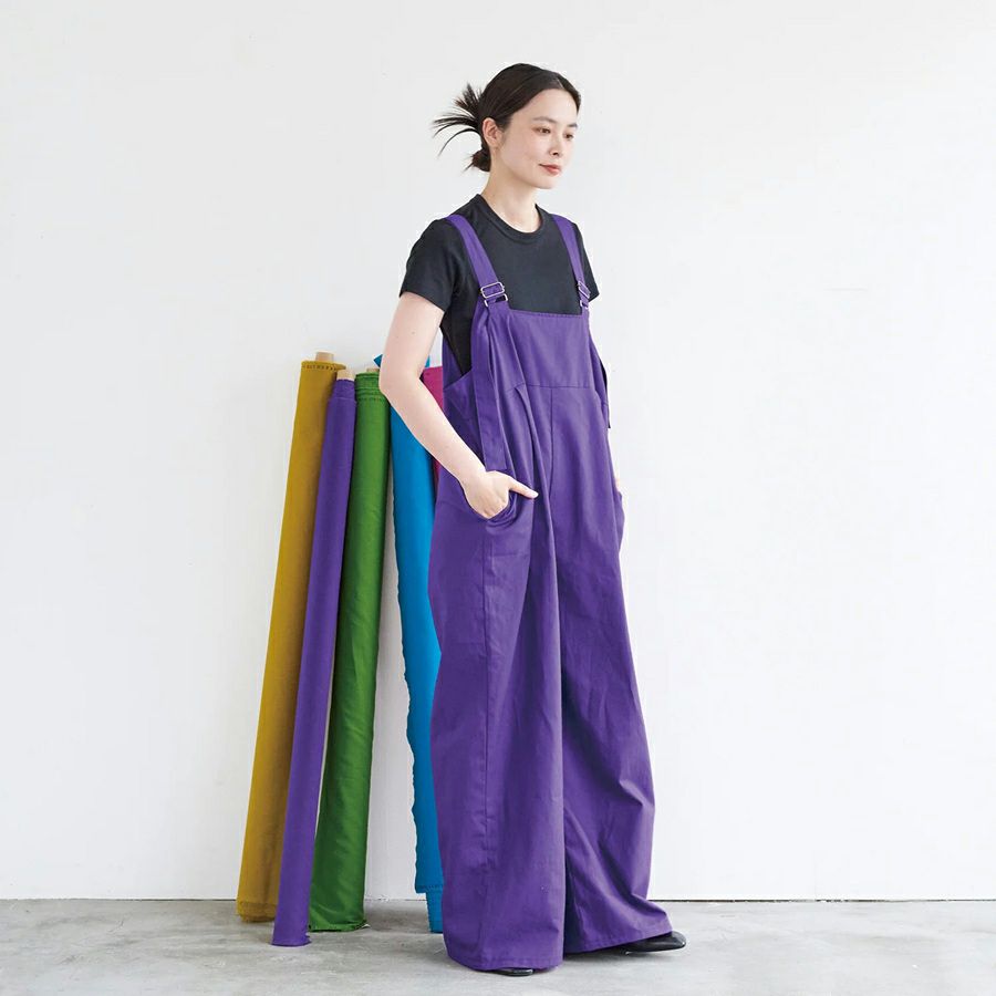 綿麻キャンバス生地 echino (パープル) 10cm単位 切り売り コットンリネンキャンバス薄手 エチノ無地 KOKKAコッカリネン