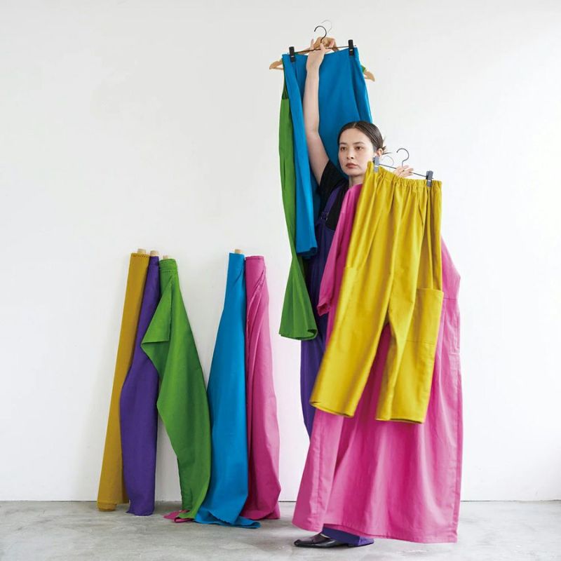 綿麻キャンバス生地 echino (ピンク) 10cm単位 切り売り エチノ無地キャンパス生地 洋服向き コットンリネン布地 cocca