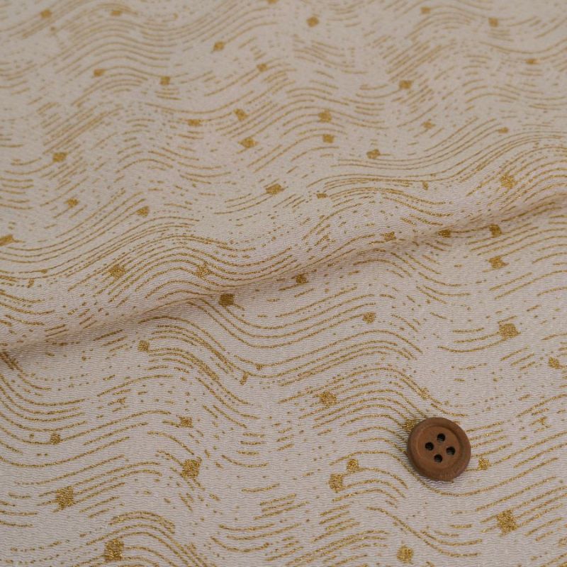 小幅ちりめん生地 干支向き 金彩さざ波 (薄ベージュ) 10cm単位 切り売り 午年飾り手づくりクラフト生地 馬の縮緬細工 押し絵用生地