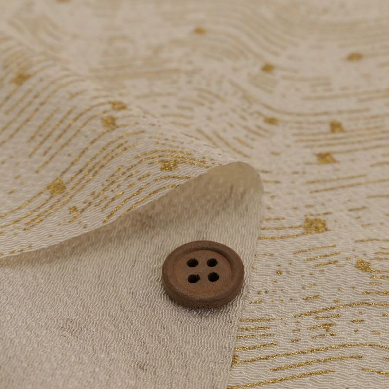 小幅ちりめん生地 干支向き 金彩さざ波 (薄ベージュ) 10cm単位 切り売り 午年飾り手づくりクラフト生地 馬の縮緬細工 押し絵用生地