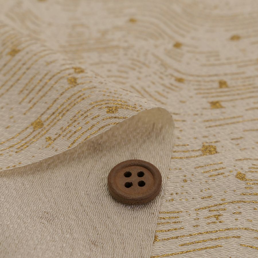 小幅ちりめん生地 干支向き 金彩さざ波 (薄ベージュ) 10cm単位 切り売り 午年飾り手づくりクラフト生地 馬の縮緬細工 押し絵用生地