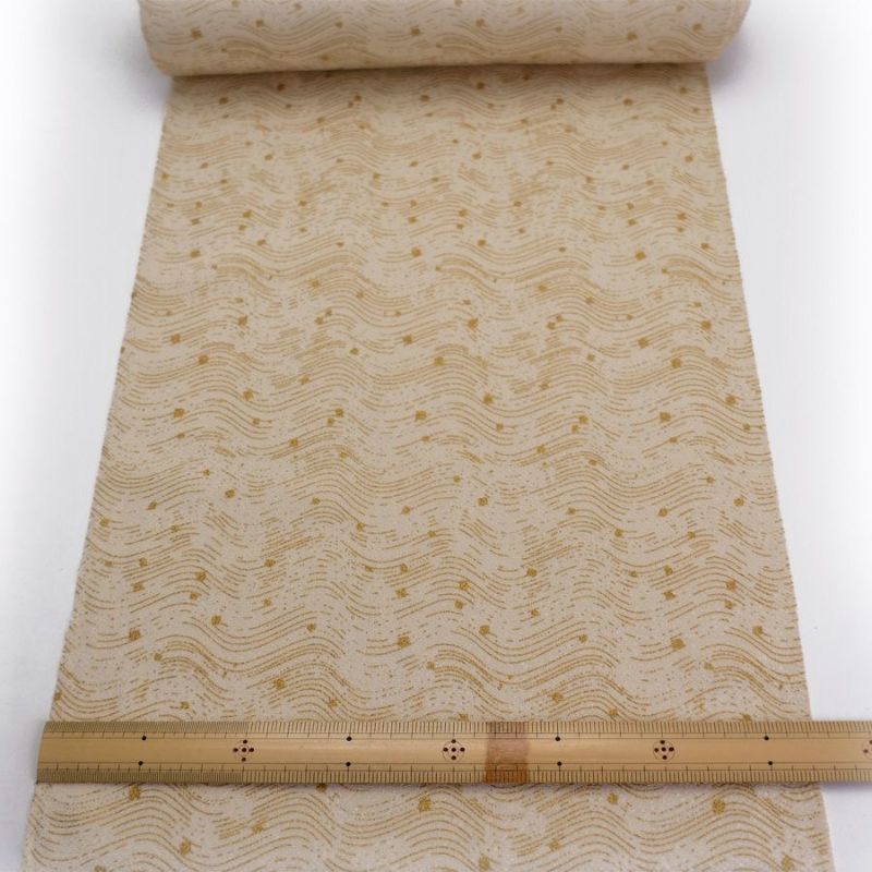 小幅ちりめん生地 干支向き 金彩さざ波 (薄ベージュ) 10cm単位 切り売り 午年飾り手づくりクラフト生地 馬の縮緬細工 押し絵用生地