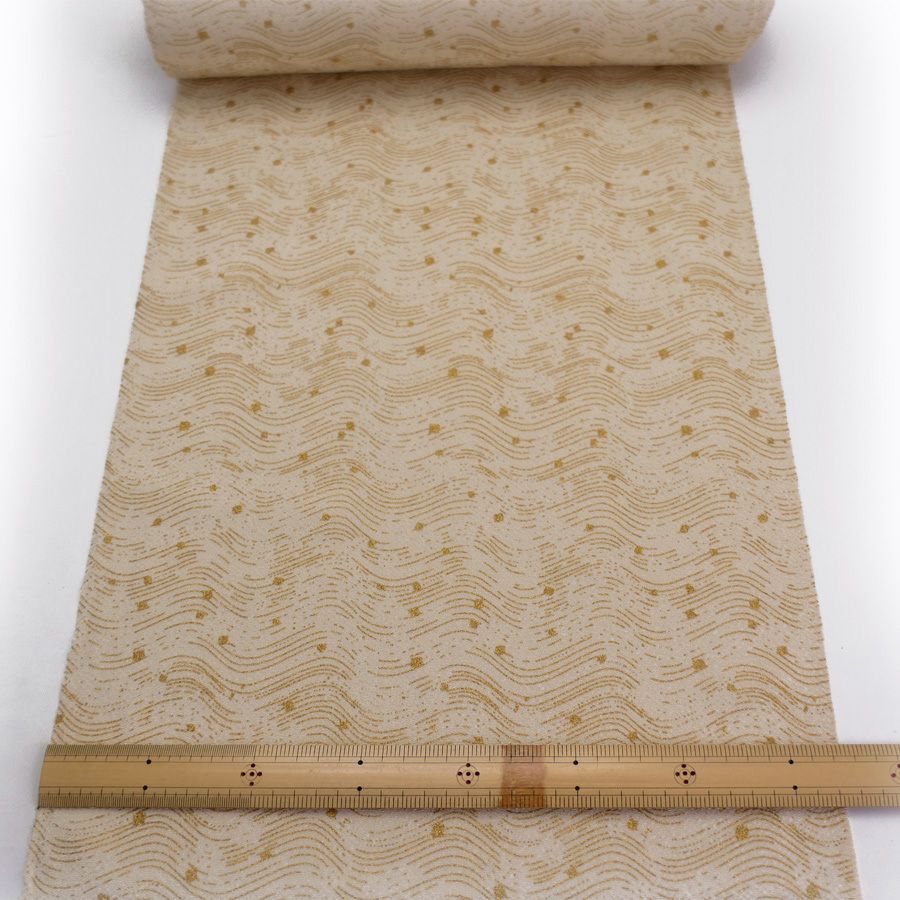 小幅ちりめん生地 干支向き 金彩さざ波 (薄ベージュ) 10cm単位 切り売り 午年飾り手づくりクラフト生地 馬の縮緬細工 押し絵用生地