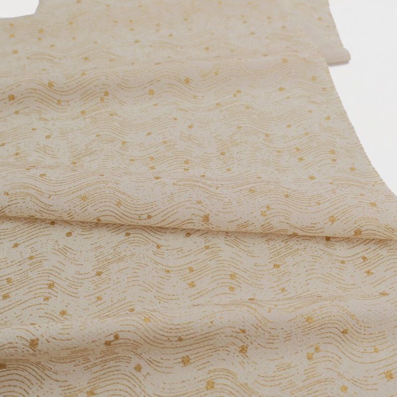 小幅ちりめん生地 干支向き 金彩さざ波 (薄ベージュ) 10cm単位 切り売り 午年飾り手づくりクラフト生地 馬の縮緬細工 押し絵用生地