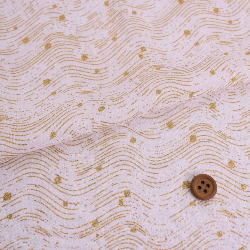 小幅ちりめん生地 干支向き 金彩さざ波 (白) 10cm単位 切り売り 午年飾り手づくりクラフト生地 白馬の縮緬手芸 押絵用チリメン