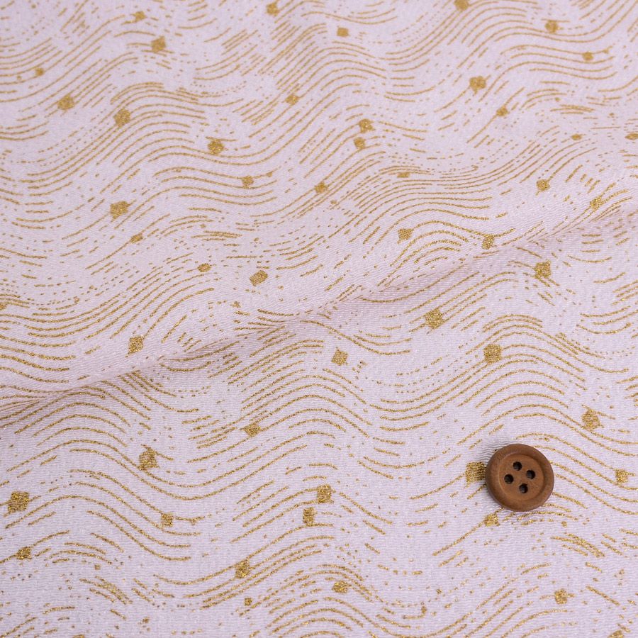 小幅ちりめん生地 干支向き 金彩さざ波 (白) 10cm単位 切り売り 午年飾り手づくりクラフト生地 白馬の縮緬手芸 押絵用チリメン