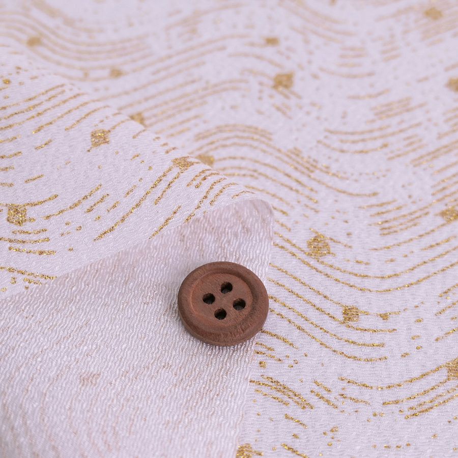 小幅ちりめん生地 干支向き 金彩さざ波 (白) 10cm単位 切り売り 午年飾り手づくりクラフト生地 白馬の縮緬手芸 押絵用チリメン