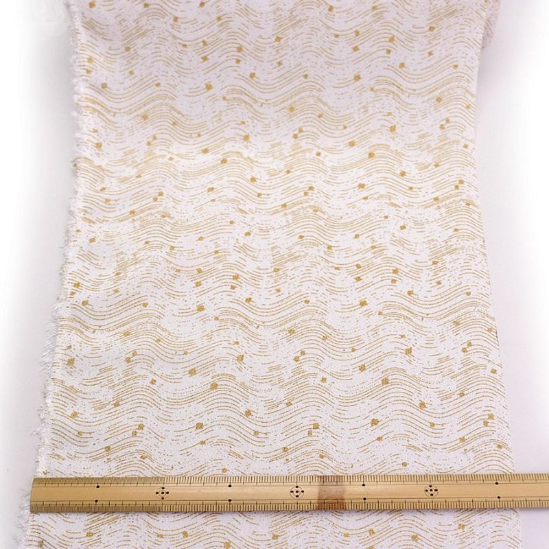 小幅ちりめん生地 干支向き 金彩さざ波 (白) 10cm単位 切り売り 午年飾り手づくりクラフト生地 白馬の縮緬手芸 押絵用チリメン