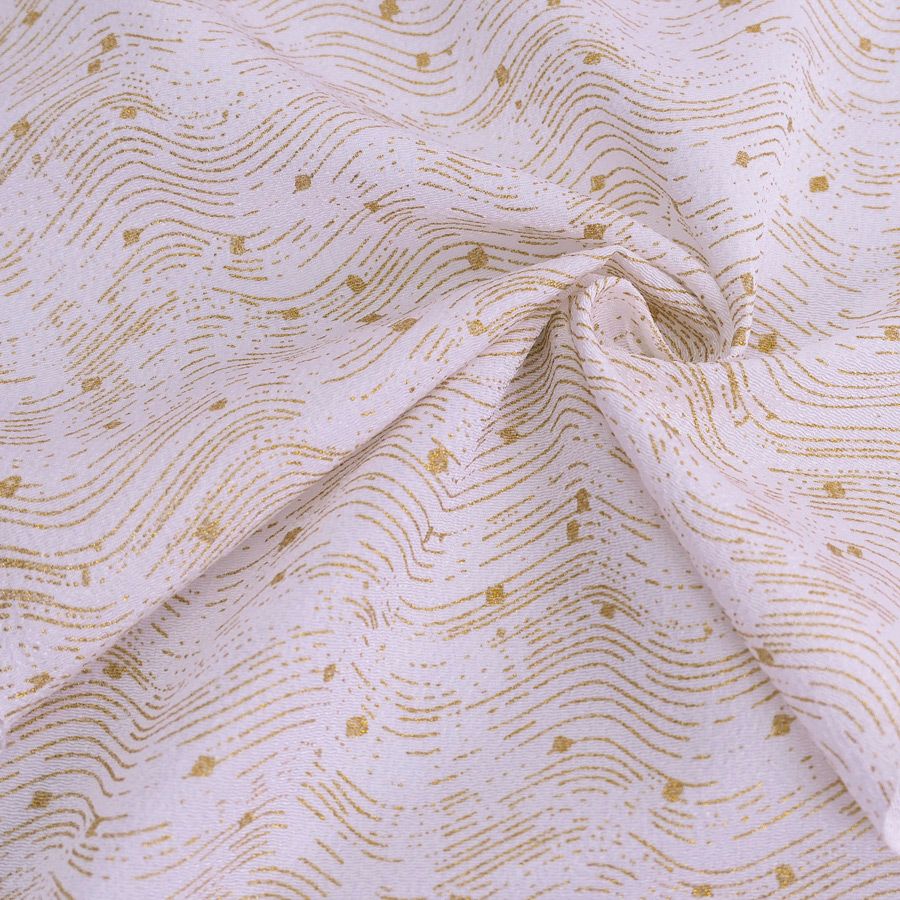 小幅ちりめん生地 干支向き 金彩さざ波 (白) 10cm単位 切り売り 午年飾り手づくりクラフト生地 白馬の縮緬手芸 押絵用チリメン