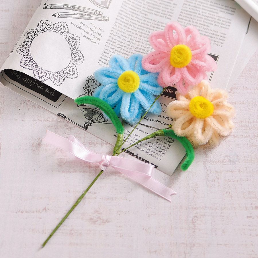 モールフラワーキット・マーガレット 子供向き簡単手作り 夏休み手芸クラフト モールアートキット