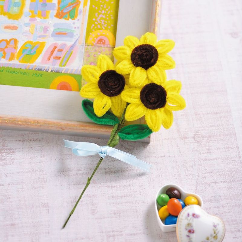 モールフラワーキット・ひまわり 簡単手作り レクリエーション向き 夏休み手芸 モールアート