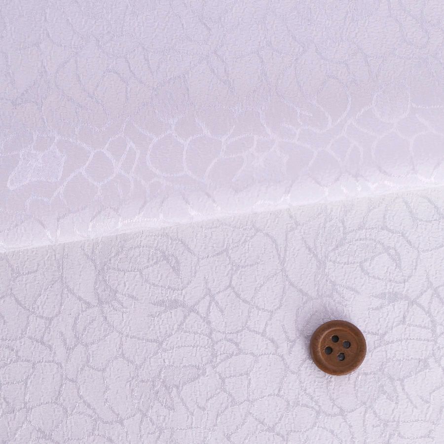 ポリエステルちりめんジャガード・バラ模様(白) ポリチリメンジャカード 縮緬ジャガード 衣装生地 薔薇ばら柄