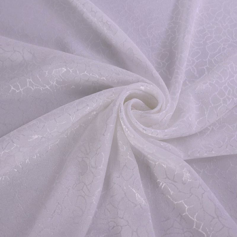 ポリエステルちりめんジャガード・バラ模様(白) ポリチリメンジャカード 縮緬ジャガード 衣装生地 薔薇ばら柄