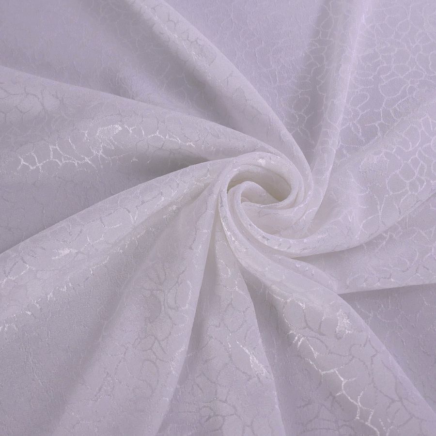 ポリエステルちりめんジャガード・バラ模様(白) ポリチリメンジャカード 縮緬ジャガード 衣装生地 薔薇ばら柄