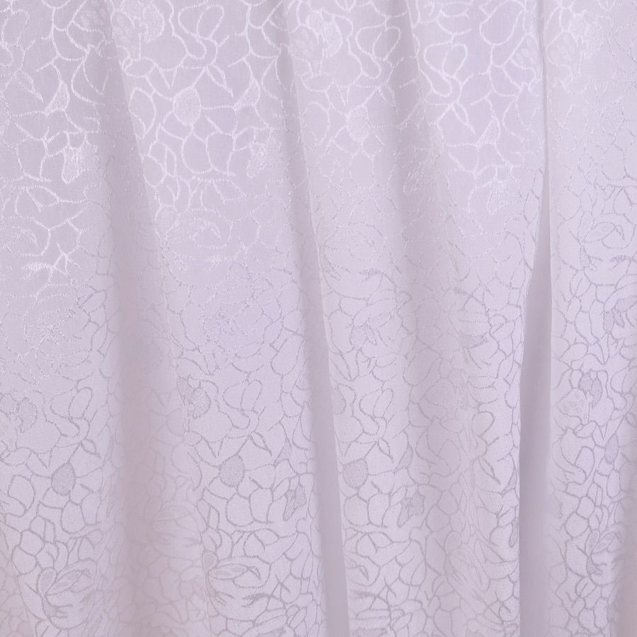 ポリエステルちりめんジャガード・バラ模様(白) ポリチリメンジャカード 縮緬ジャガード 衣装生地 薔薇ばら柄