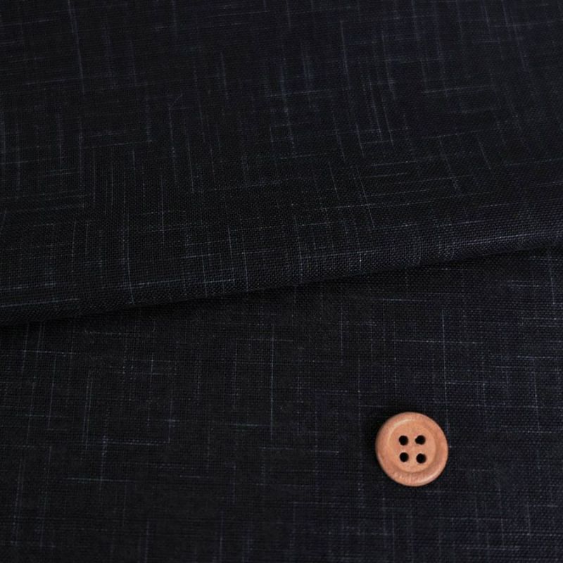 無地かすり風ムラ糸もめん生地 (黒) 50cm単位 切り売り ムラ糸クロスワッシャー加工 ブラック 和風木綿布地 ナチュラル