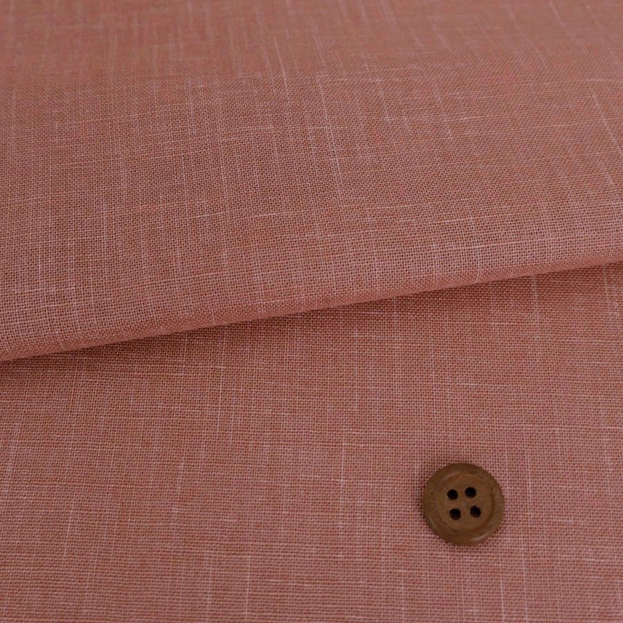 無地かすり風ムラ糸もめん生地 (くすみサーモン) 50cm単位 切り売り ナチュラルな風合い 大人のピンク ムラ糸クロス木綿100％ 紅梅