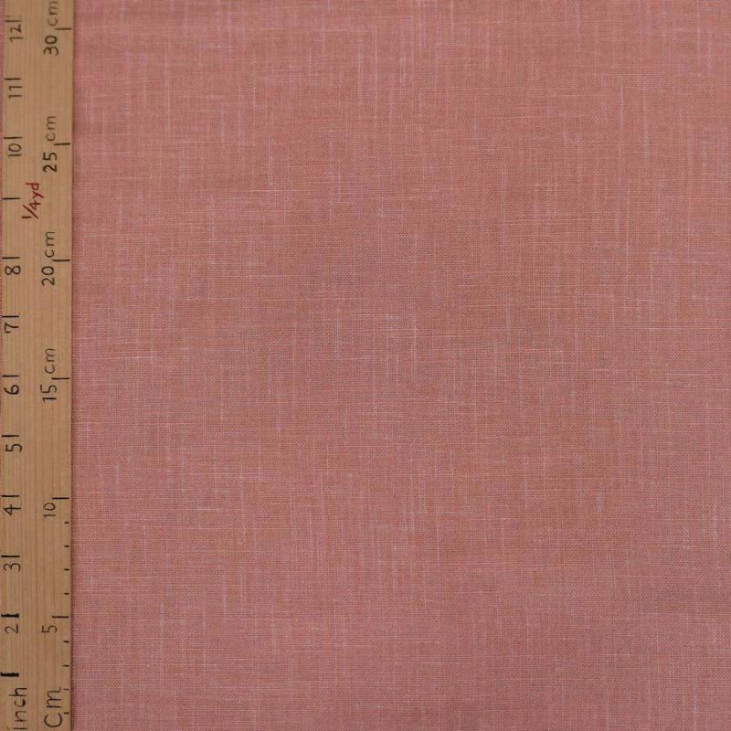 無地かすり風ムラ糸もめん生地 (くすみサーモン) 50cm単位 切り売り ナチュラルな風合い 大人のピンク ムラ糸クロス木綿100％ 紅梅
