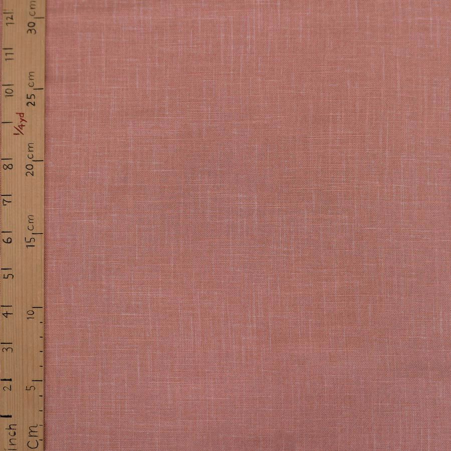 無地かすり風ムラ糸もめん生地 (くすみサーモン) 50cm単位 切り売り ナチュラルな風合い 大人のピンク ムラ糸クロス木綿100％ 紅梅
