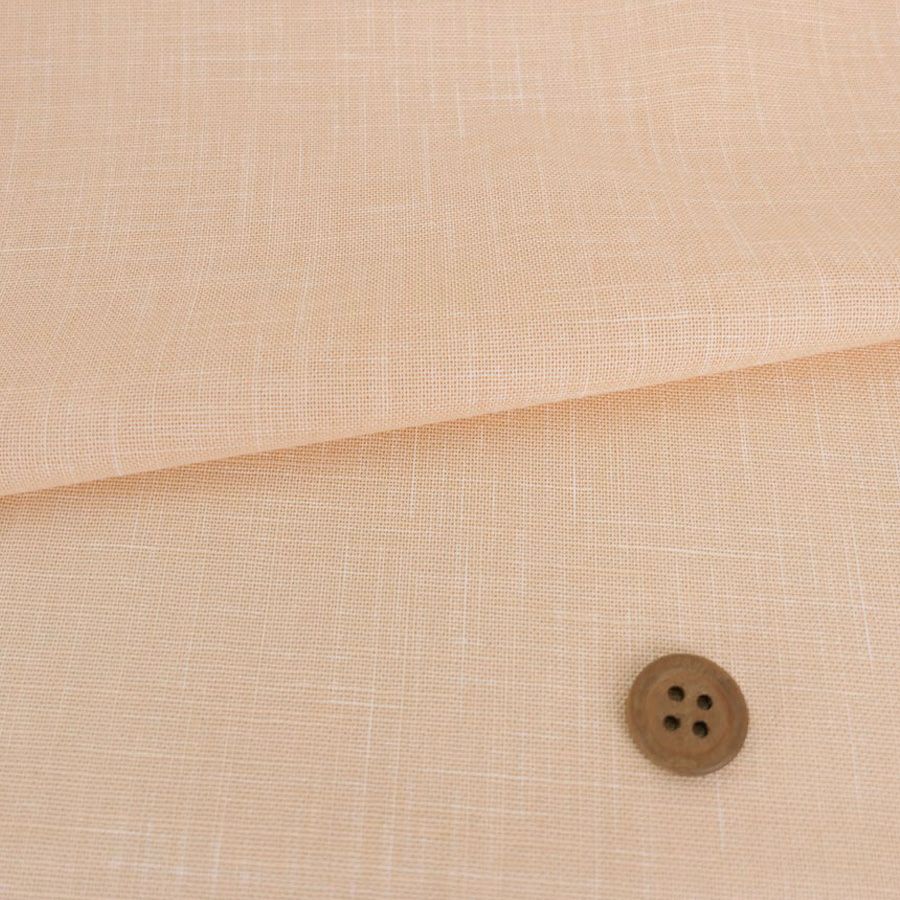 無地かすり風ムラ糸もめん生地 (きなりあんず) 50cm単位 切り売り ムラ糸クロスコットン木綿100%布地 和風ワッシャー加工 薄香