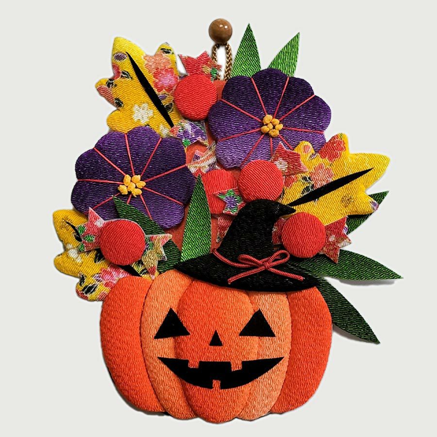 押絵キット かぼちゃのバスケット ハロウィン手作りキット ハロウィーン壁飾り 和風手芸簡単
