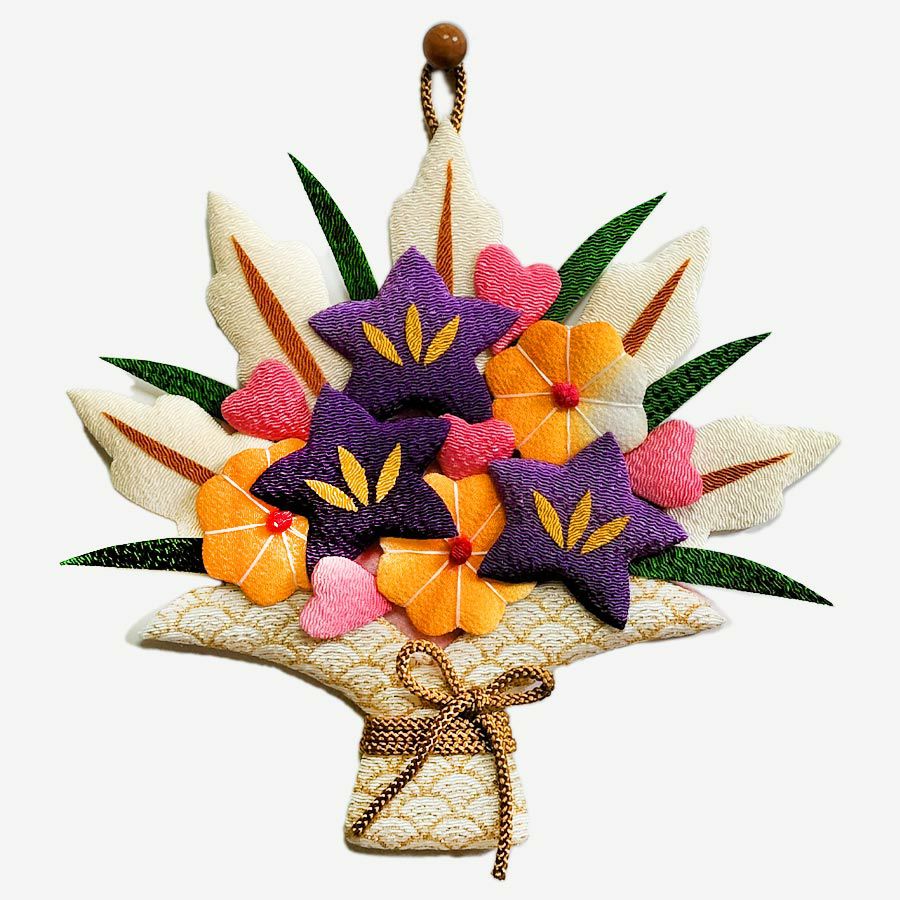 押絵キット 健康長寿 祝いの花籠 和風クラフトキット ちりめん押し絵簡単 敬老の日プレゼント