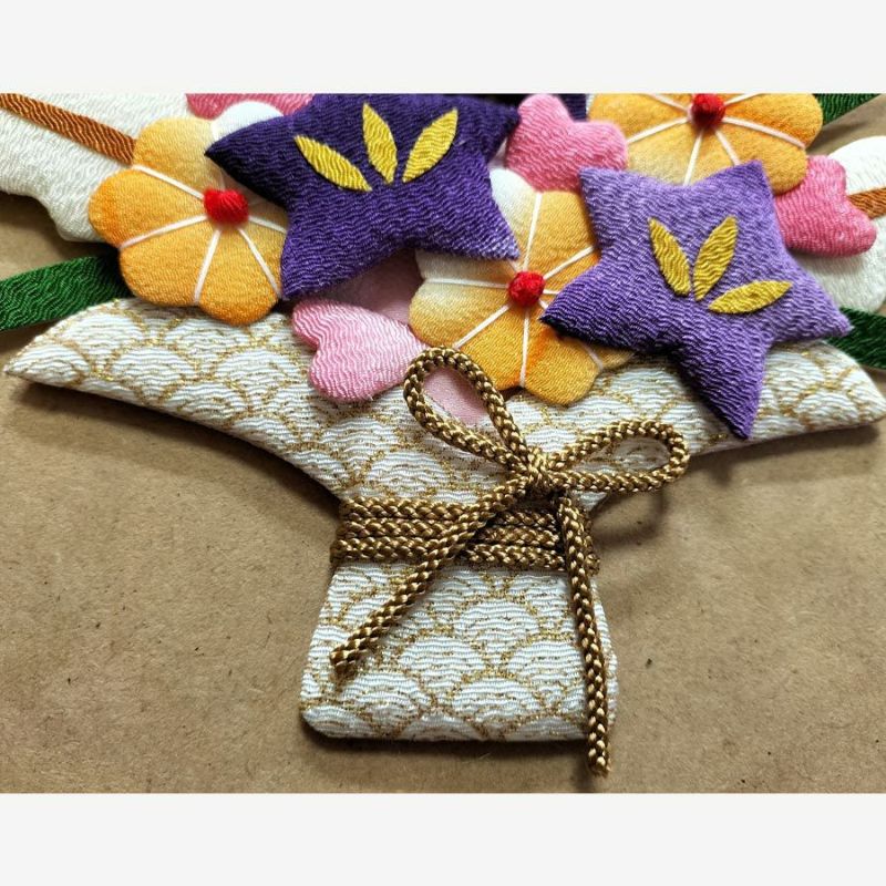 押絵キット 健康長寿 祝いの花籠 和風クラフトキット ちりめん押し絵簡単 敬老の日プレゼント